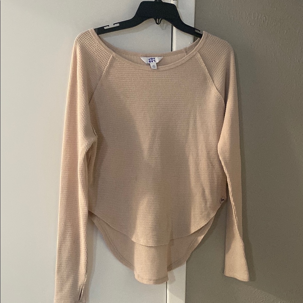 Joy Beige Waffle Knit Long Sleeve Top